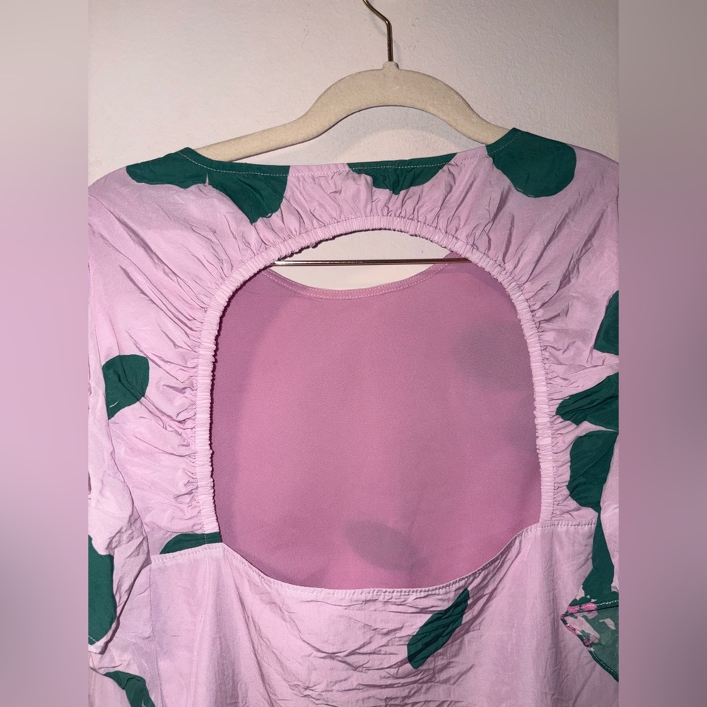 Kate Spade Lilac and Green Floral Short Sleeve Blouse 10 - Picture 7 of 7